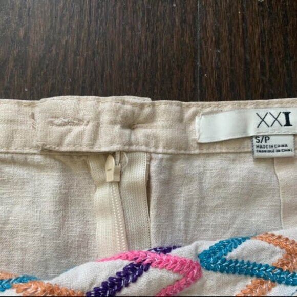 Linen & Cotton embroidered summer skirt size S - Picture 3 of 6